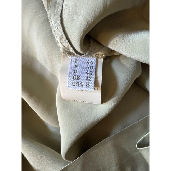 Alberta Ferretti AEFFE Sage Cream 100% Silk Pin Tuck Tank Blouse Top US 8 IT 44 - Picture 7 of 10